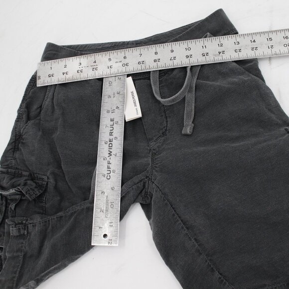 NWT Standard James Perse Shorts Women 0 Cotton Flax Cargo Pockets Drawstring - Picture 5 of 10